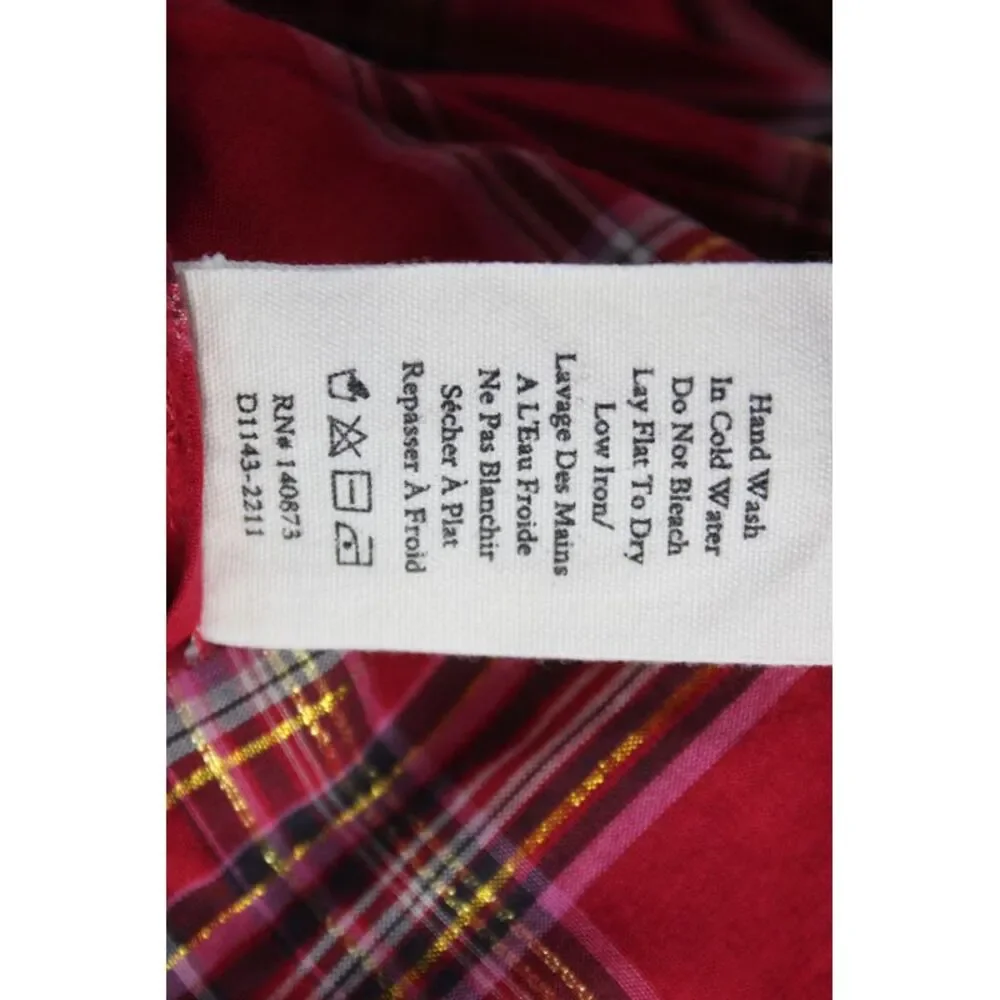 Love Shack Fancy Women Fit & Flare Plaid Halter Sleeveless Dress Red Size L